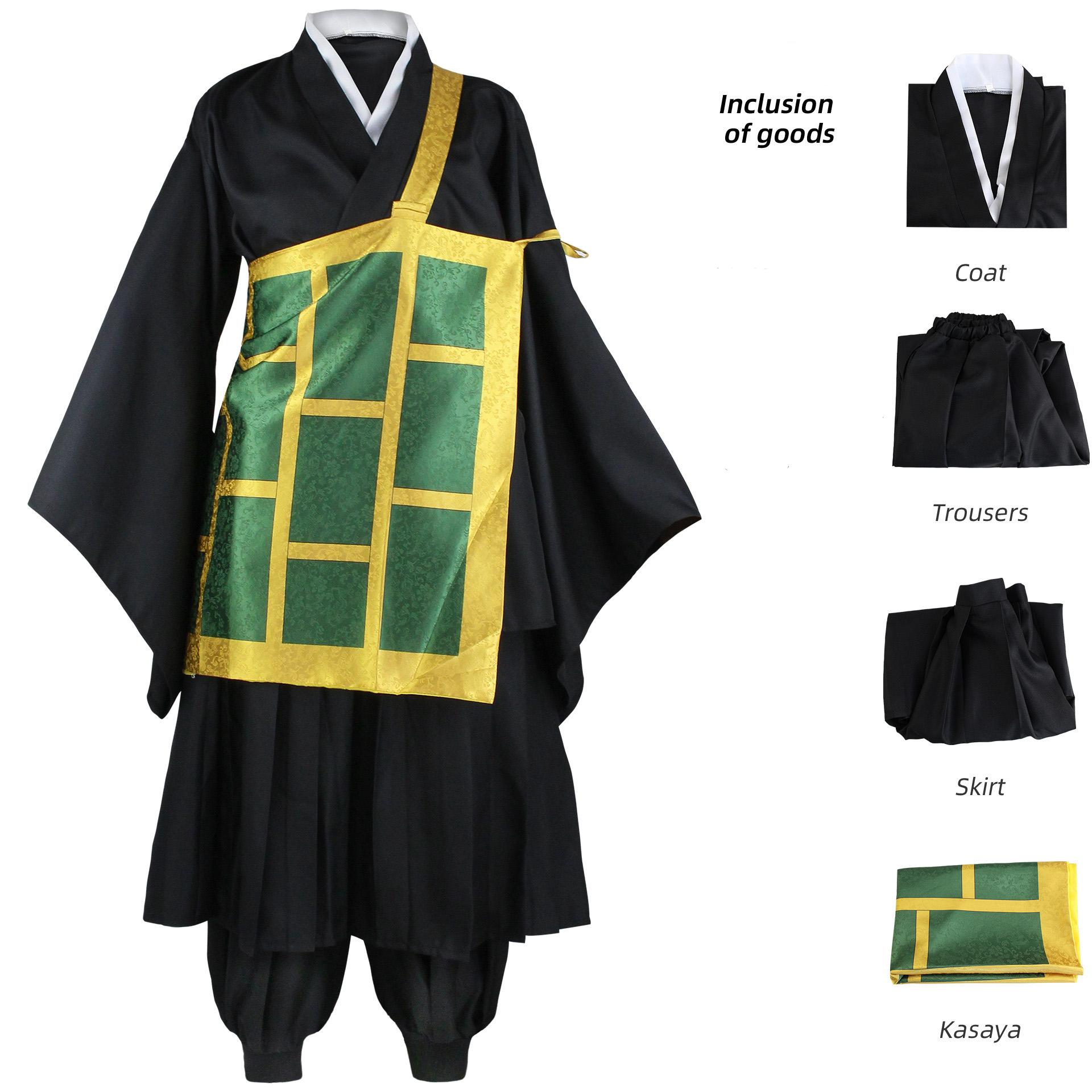 Anime Jujutsu Kaisen Cosplay Kostüme Geto Suguru Schuluniformen Mantel Hose Rock Kasaya Kimono Schwarz Blau Kostüme für Frauen Männer L