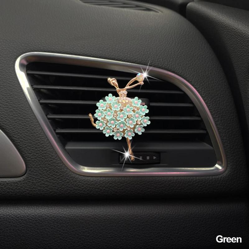 Auto Lufterfrischer Ballett Mädchen Auto Klimaanlage Vent Daisy Parfüm Clip Auto Parfum Diffusor Auto Dekor Innen Zubehör grün
