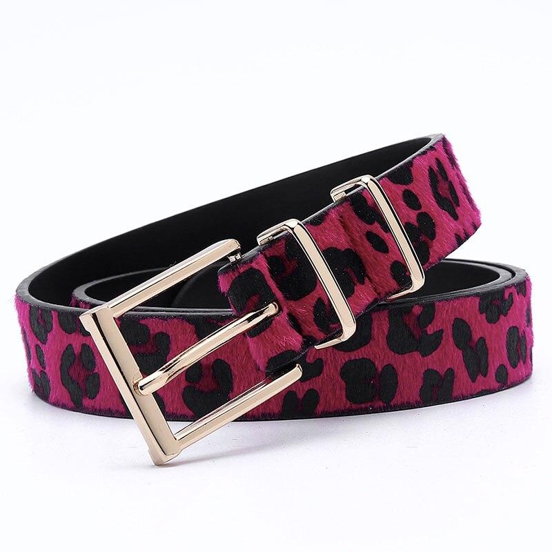Weibliche Gürtel Frauen Rosshaar Gürtel Mit Leopard Muster Rose Gold Metall Schnalle Heiße Verkäufe Pu Gürtel Zubehör Für Frauen 95cm  hellrosa