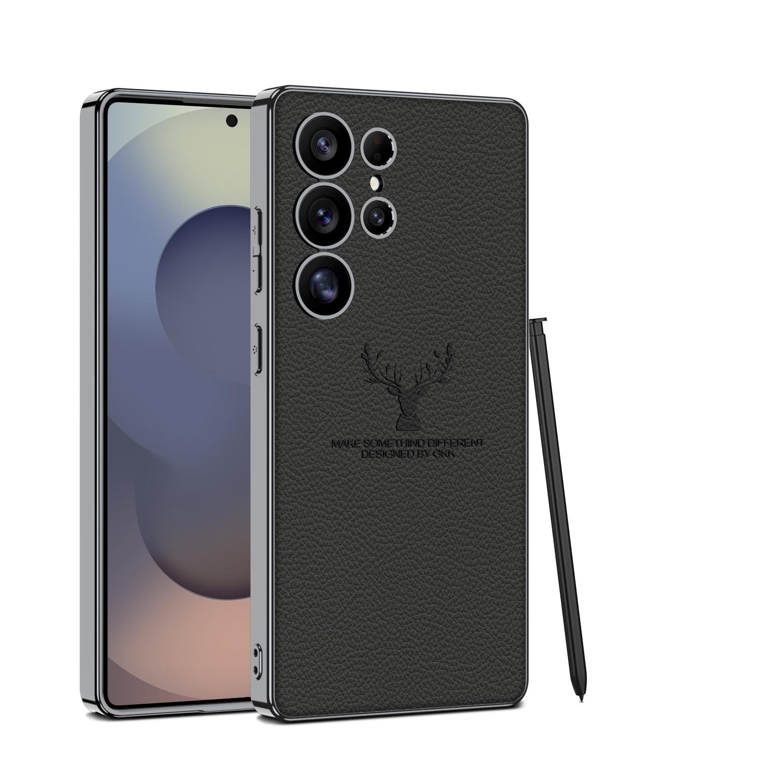Galvanisierung Ultradünnes Leder Elch Handyhülle Für Samsung Galaxy S25 S24 S23 Ultra Weicher Rand Linsenschutz Magsafe Stoßfeste Hülle Galaxy S24 Ultra gray