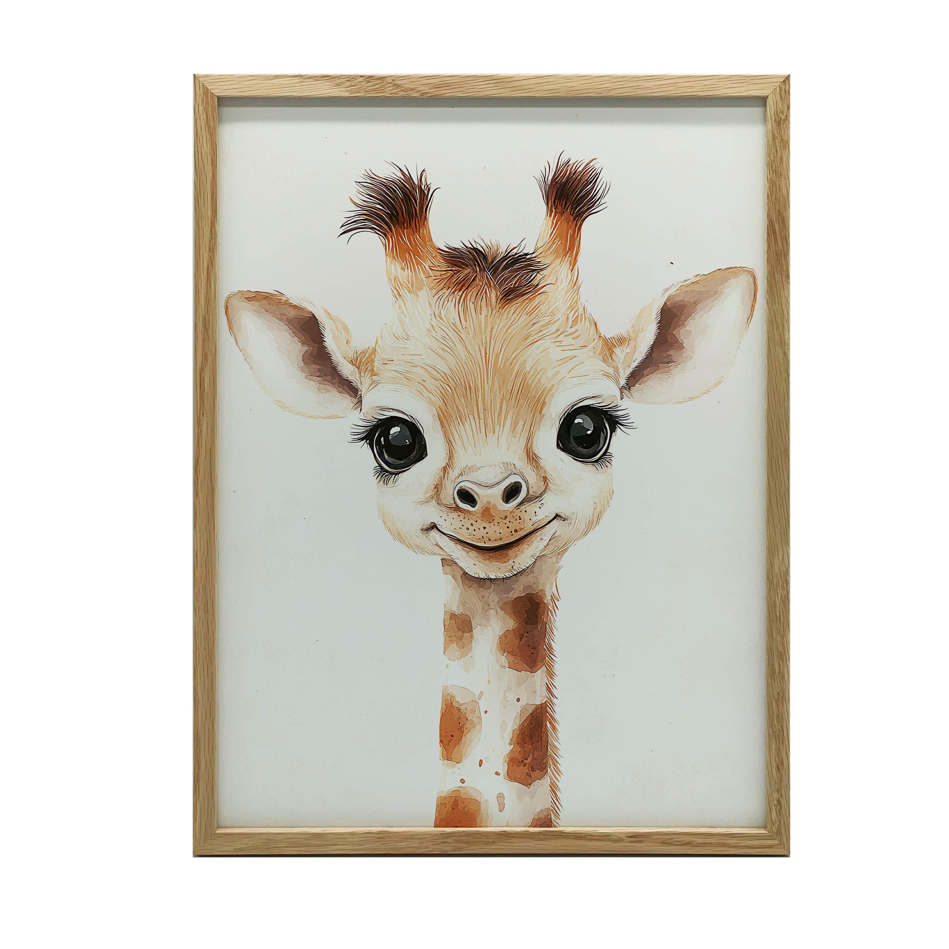 Poster Entzückende Kleine Giraffe Poster Entzückende Kleine Giraffe, 50X70 Cm, Rahmen Holz Dunkelbraun, Papier Matt 230 Gsm 54