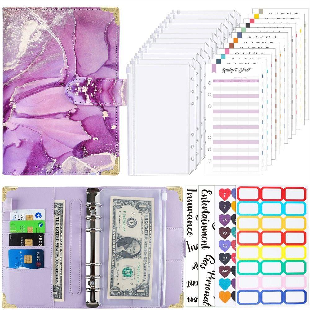 Taschen Bargeld Umschläge Bill Organizer Binder Notebook A6 Notebook Budget Binder Planer Binder Purple set