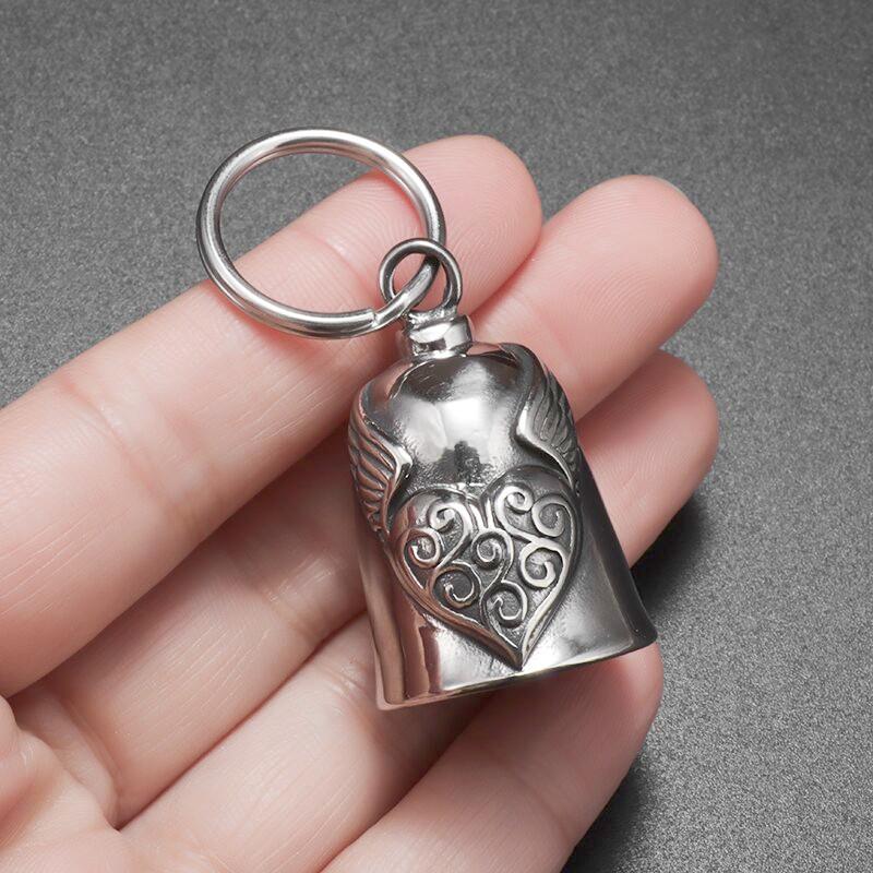 Vintage Punk Liebe Engelsflügel Glocke Anhänger Motorradglocke Halskette Für Männer Motorradfahren Amulett Zubehör Schmuck brown