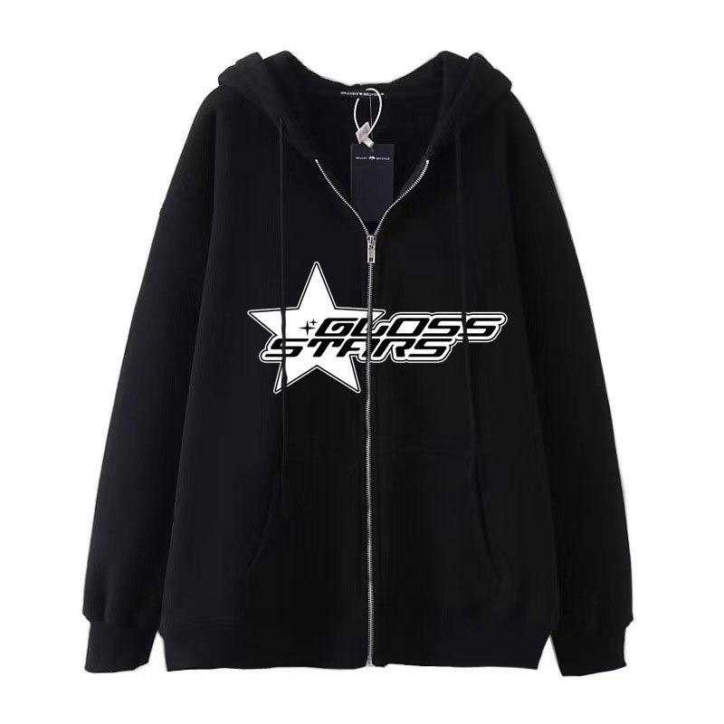 Europäische und amerikanische Herrenbekleidung Amazon Dark Style Hip-Hop Gothic Harajuku Y2K Pentagram Kapuzenpullover mit Reißverschluss S