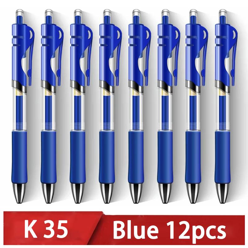 Einziehbarer Gelstift, Kugelschreiber mit schwarzer, roter und blauer Tinte zum Schreiben, Büro- und Schulbedarf, Schreibwaren, 0,5 mm, einziehbar, 12 Stück pro Box blau