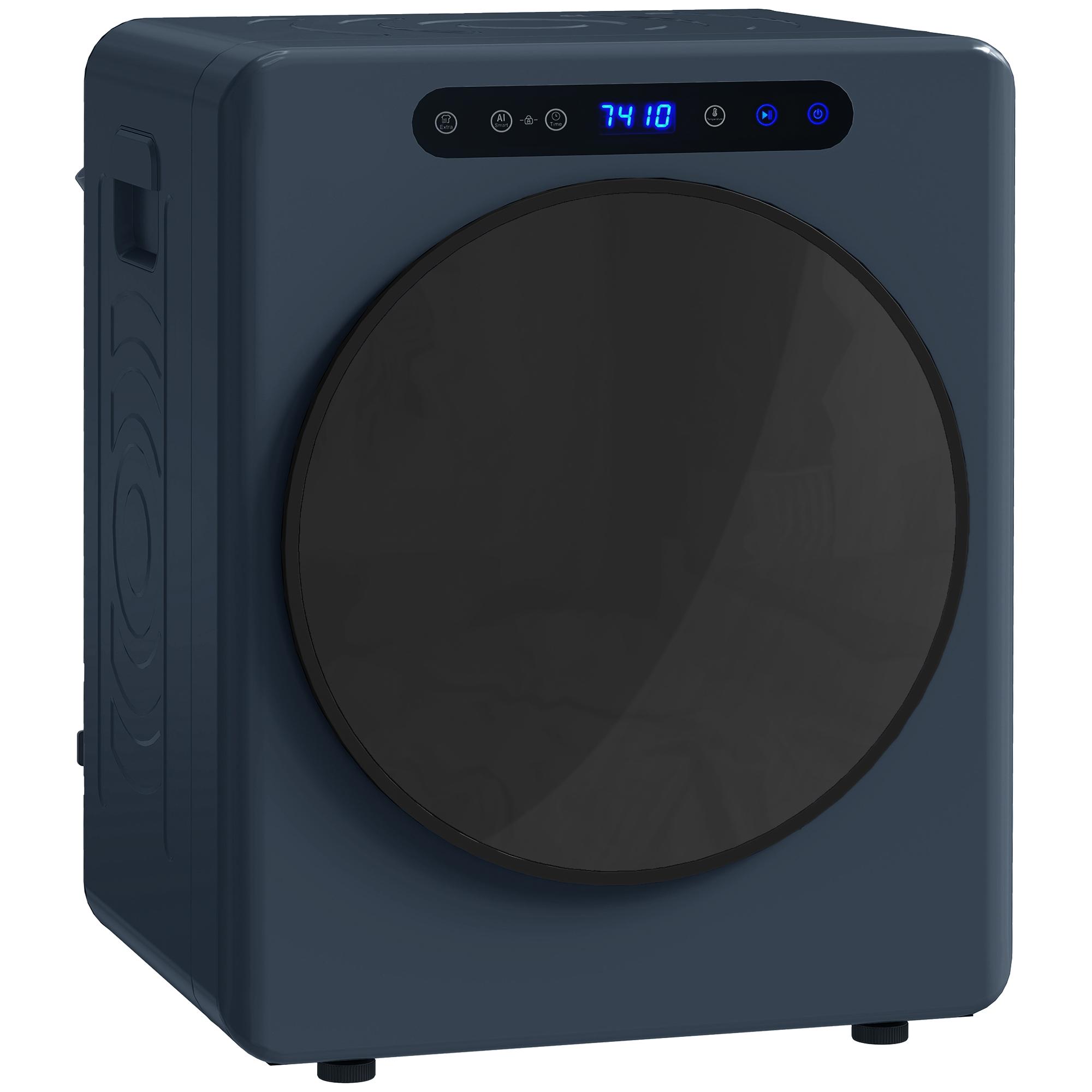 5kg Kondenstrockner, 1000W Kompakter Freistehender Frontlader Wäschetrockner mit Edelstahl-Trommel, Timer, Blau 49 x 43 x 61 cm blau