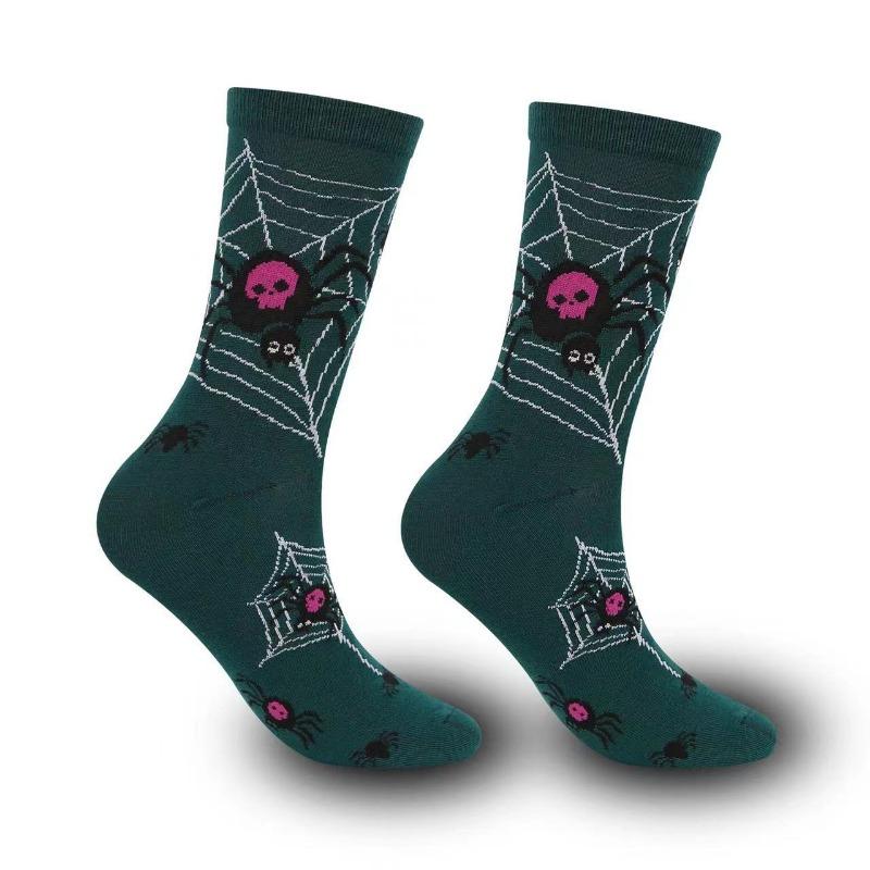 Halloween Damensocken Persönlichkeit Harajuku Warme Socken Einfache Lange Socken Mode Frühling Herbst für Frauen Männer Mittellange Socken one size grün