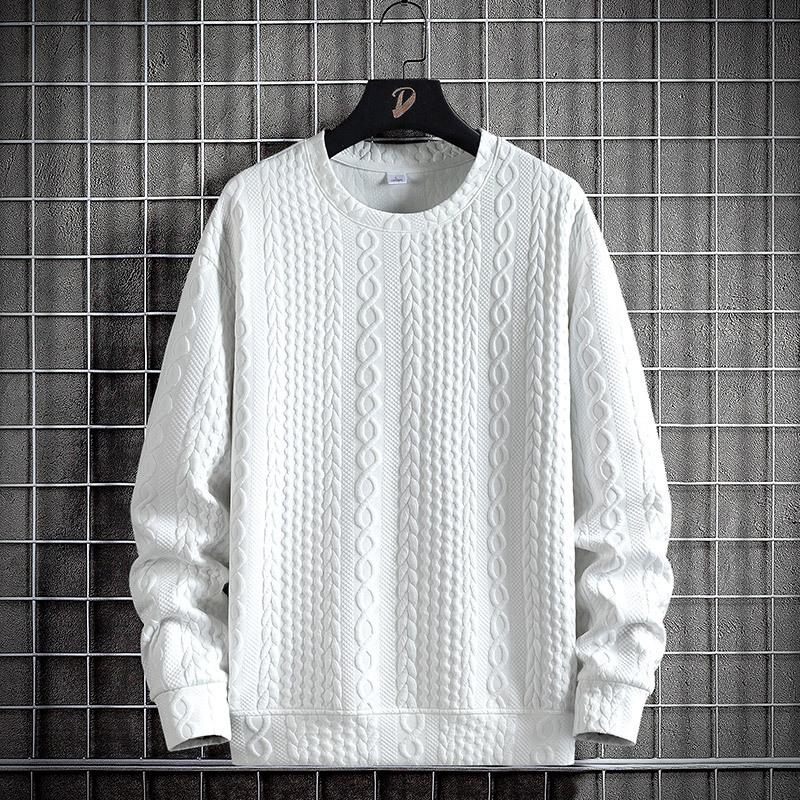 Großer Jacquard-Kapuzenpullover Neue Herrenmode im Frühjahr und Herbst mit Buchstaben-Kleidung Rundhalsausschnitt und langärmeliger Unterwolle Herrenmantel M