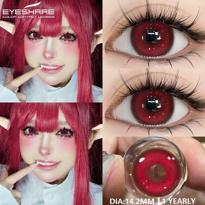 EYESHARE 1 Paar Colorcon Farbige Kontaktlinsen für die Augen Rosa Linsen Kosmetische Grüne Augenlinsen Cosplay Blaue Augenkontaktlinsen Jährlich