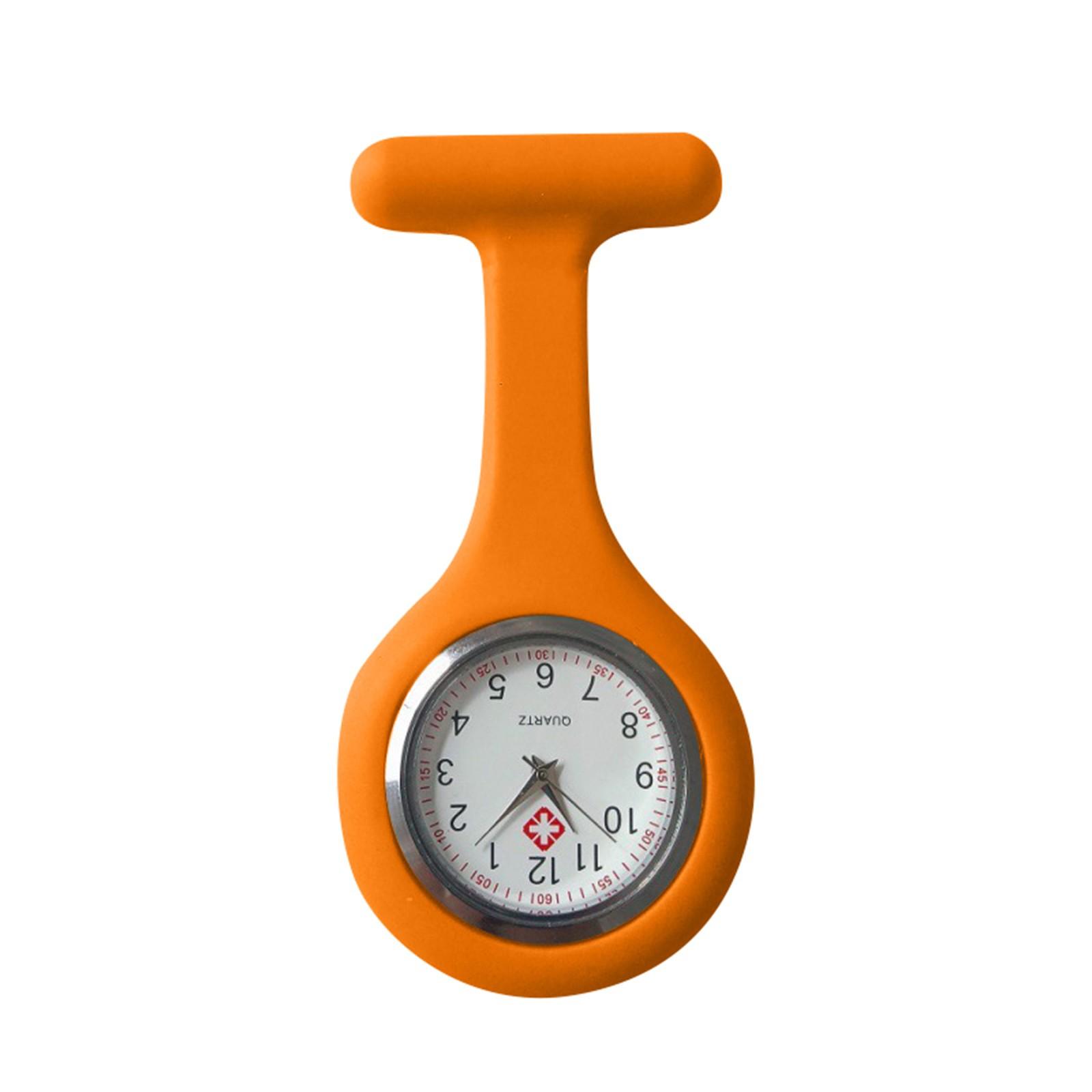 Silikon-Uhr-Brosche-Tunika-Taschenuhr mit kostenloser Batterie One Size orange