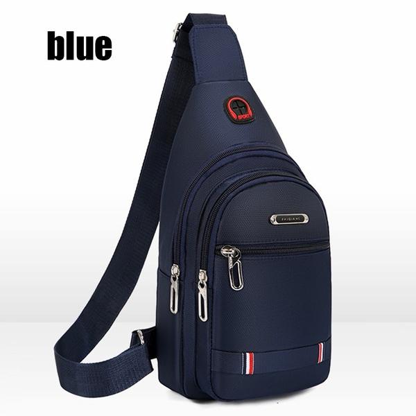 Herren Casual Multifunktionale Brusttasche Nylon Umhängetasche Doppelte Aufbewahrungstasche Hüfttasche blau