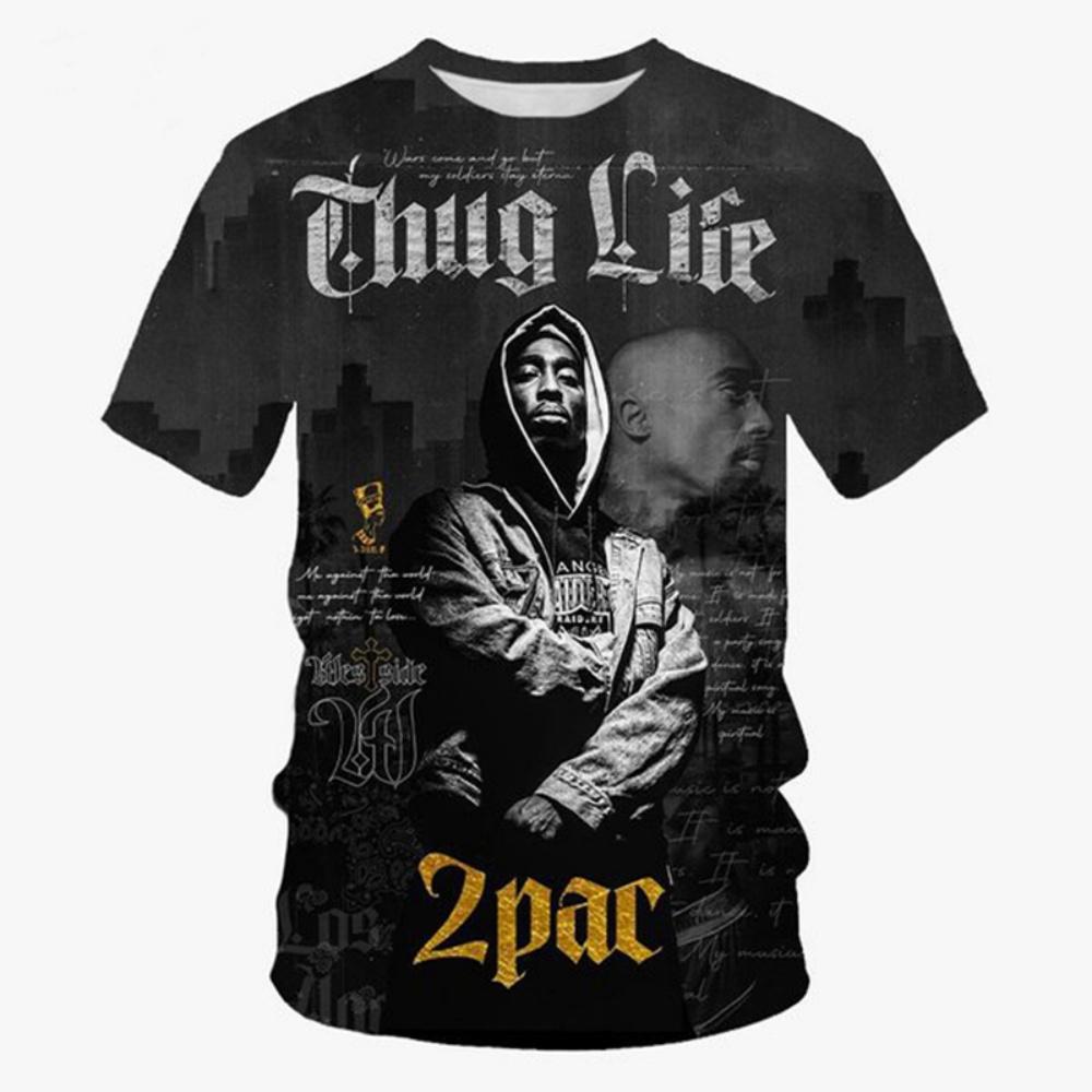 Neues T-Shirt Harajuku Herren T-Shirt Mode 2pac Grafik T-Shirts Hip Hop Herren-T-Shirts Sommer Oberteile T-Shirts Mann Designer Kleidung 4XL