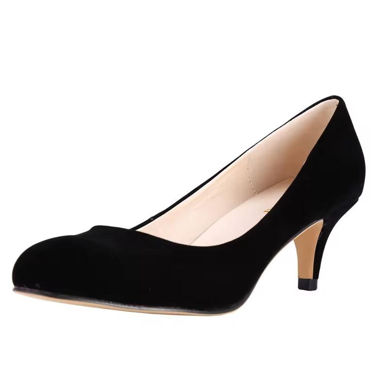 LOSLANDIFEN Damen Pumps Sexy High Heels Schuhe Flock Spitzschuh Rot Hochzeit Pumps Frau Casual Slip-on Abendschuhe 36 schwarz