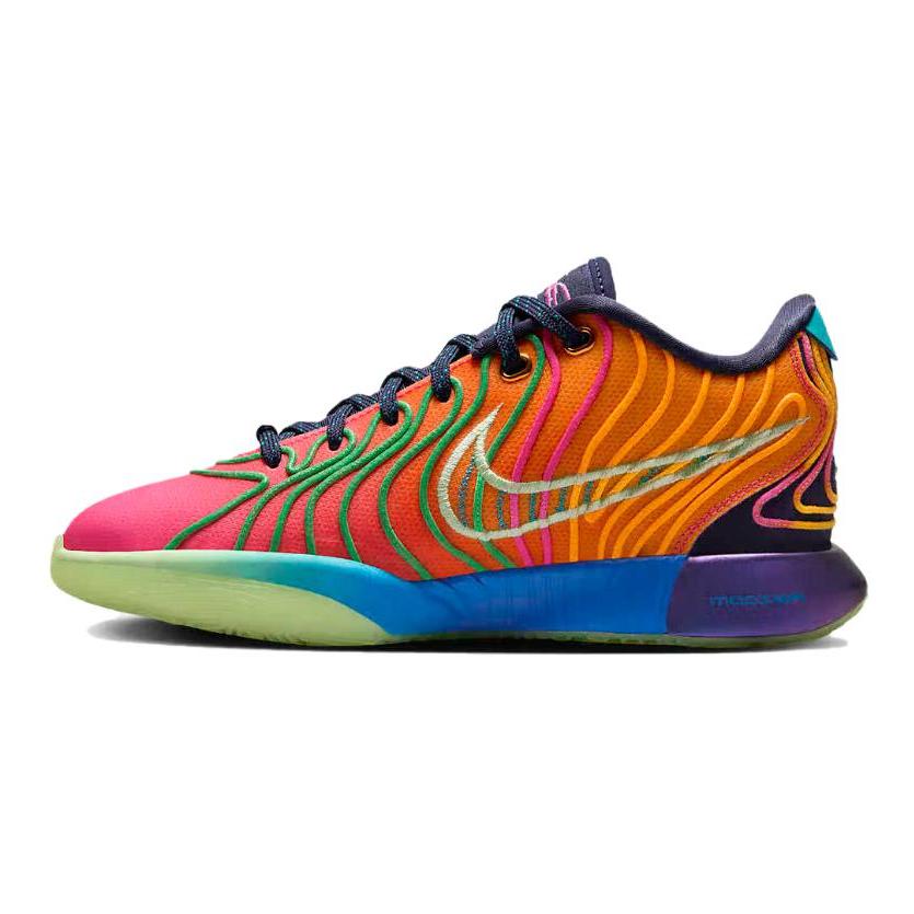 Nike LeBron 21 Optimism Photo Blue Laser Fuchsia Vapor Green Laser Orange Thunder Blue Green Shock Basketballschuhe für große Kinder HF6819-400 36
