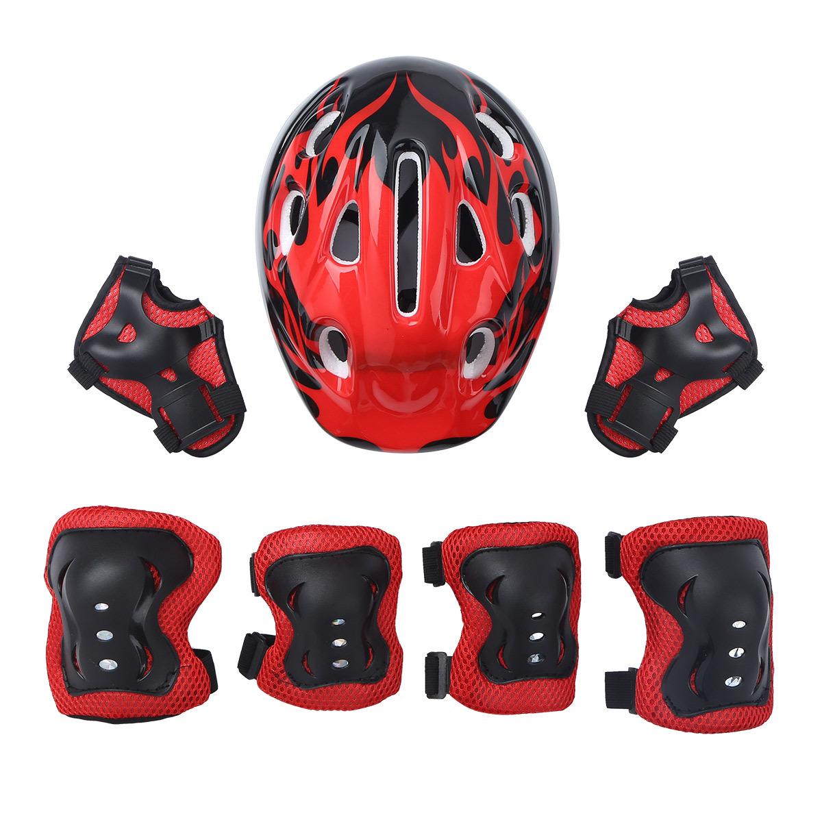 Kinder-Schutzausrüstungsset, Kinderhelm, Knie-, Ellenbogen- und Handgelenkschützer für Fahrrad, Skateboard, Roller, Fahrrad, Skateboard 7Pcs