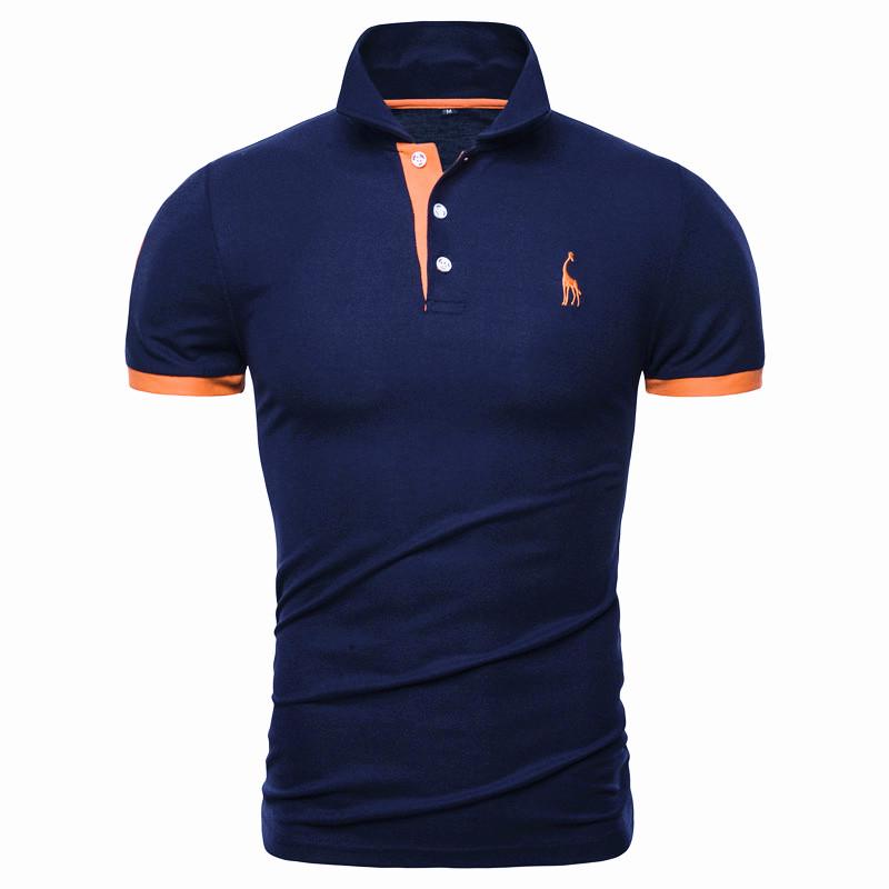 Usegiraffe Sommer Casual Poloshirt Herrenmode Selbstkultivierung Polo Baumwolle Hochwertiges Business Poloshirt T-Shirt Kurzarm S orange/dunkelblau