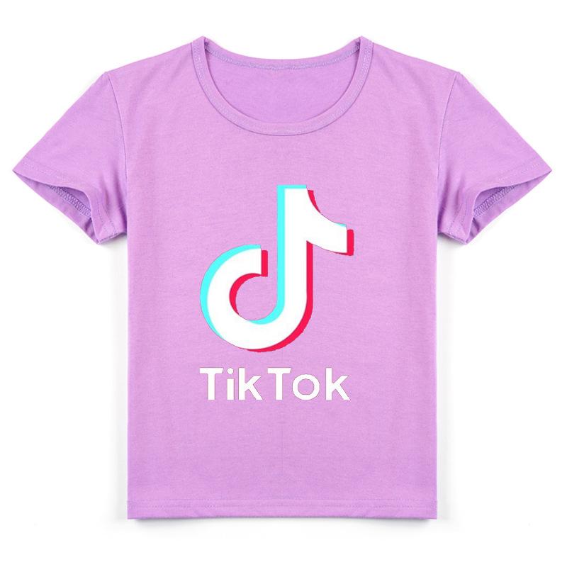 TIKTOK Kinderbekleidung Jungen und Mädchen Mode Kurzarm 170cm violett