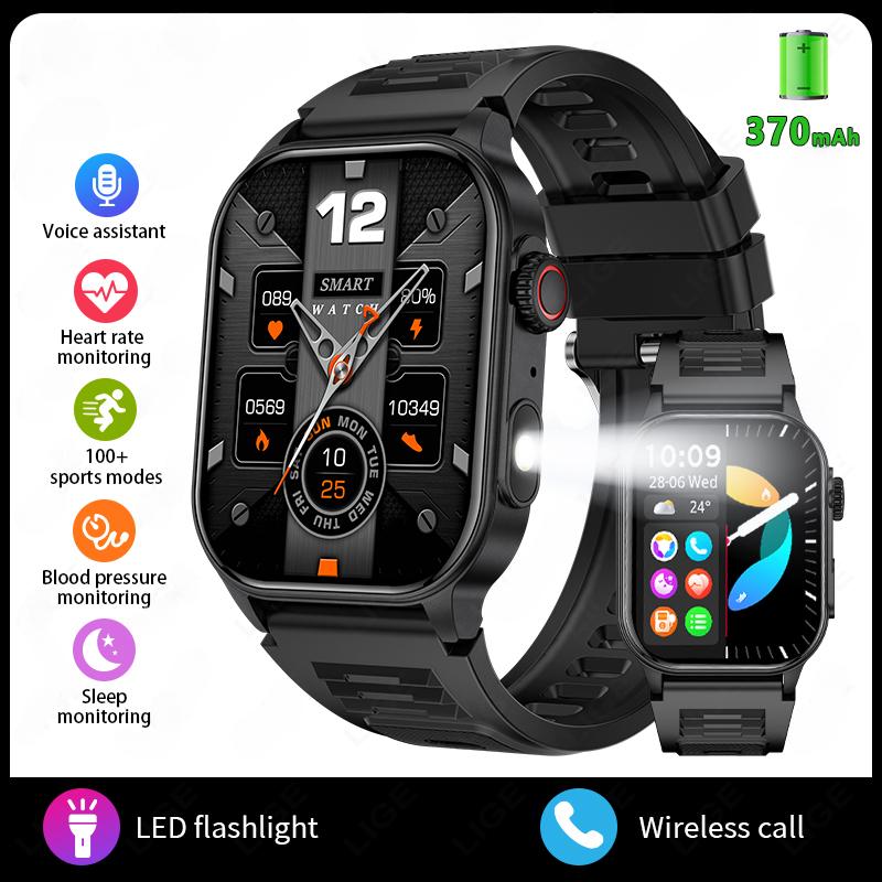 2025 Neue Herren Smartwatch Taschenlampe 2,01  HD Großbildschirm KI Stimme Bluetooth Anruf Sportuhren Gesundheitsmonitor Smartwatch Damen black Silicone