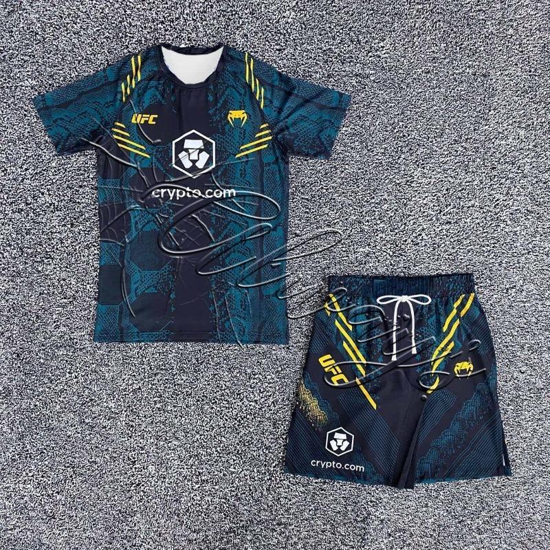2026 Neues UFC Top-Krieger Islam Makhachev Kampf T-Shirt und Shorts Herren Atmungsaktives Shirt Ringen Laufen Schweißabsorbierendes Set 5XL