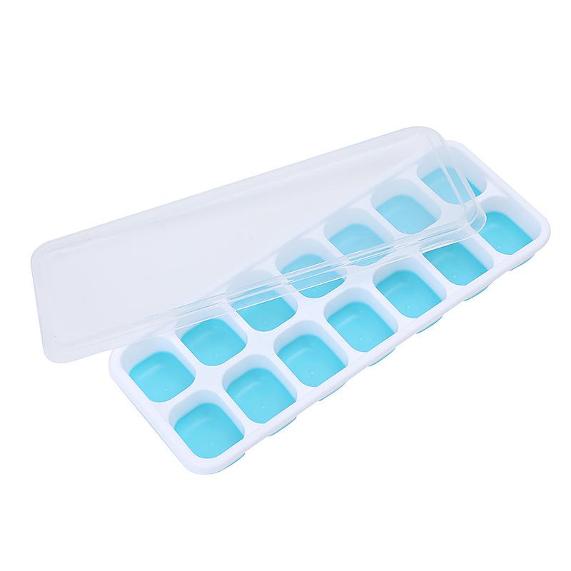 14 Gitter Obst-Eismaschine mit abnehmbaren Eiswürfelschalen Wiederverwendbare Silikon-Eiswürfelformdeckel Küchenwerkzeuge Gefrierschrank Sommerform 1pcs white