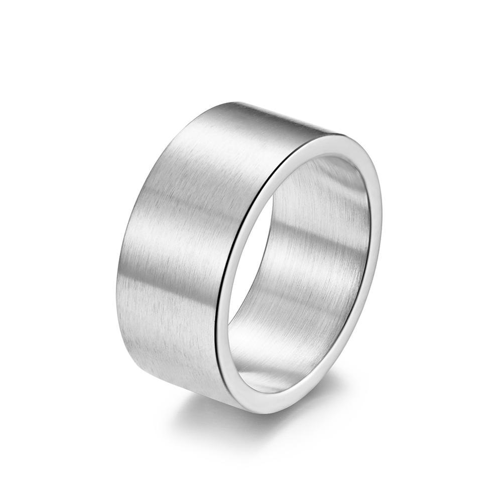 Breiter Ring aus Titanstahl, gebürstet, großer Ring für Männer, mattgold/schwarz/silberfarben, Fingerringe, Herrenschmuck 8 silber