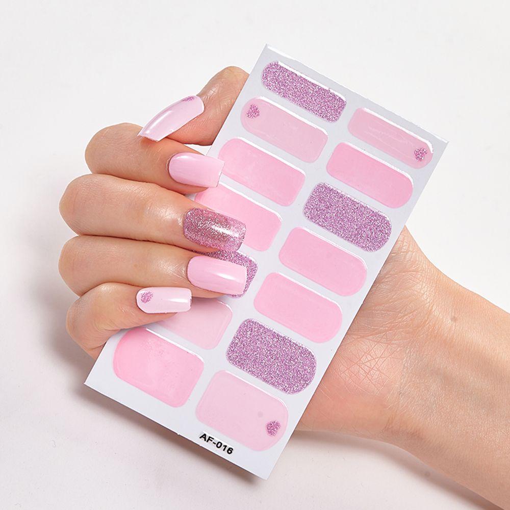 Mädchen Drücken Auf Nagel Selbstklebende Volle Nagel Wraps Nail Art Aufkleber Nagellack Streifen Nagel Aufkleber AF016