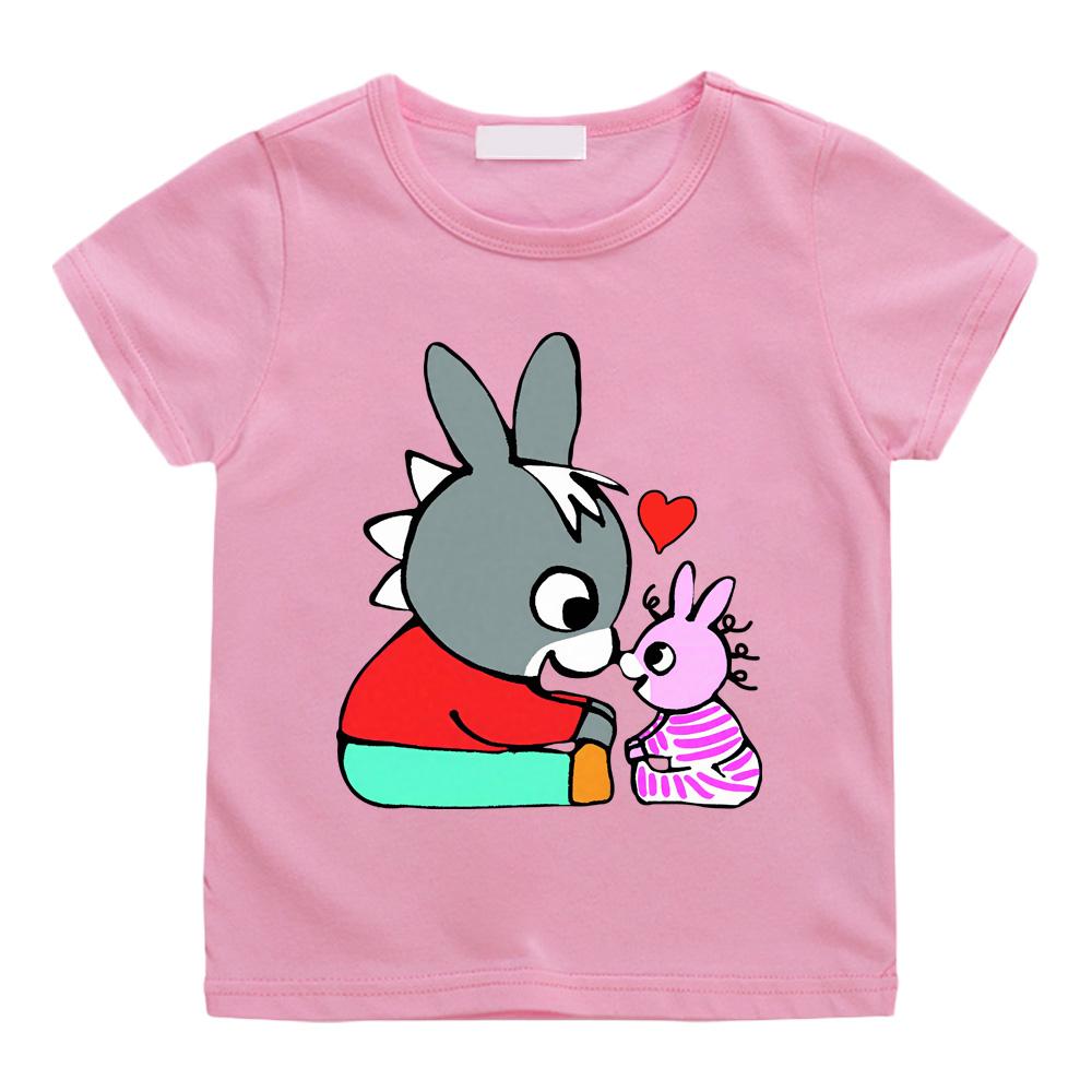 Lane Trotro 100% Baumwolle Cartoon T-Shirts Kinder Jungen Mädchen Kurzarm Atmungsaktiv Kawaii Kinder Hohe Qualität O-Ausschnitt T-Shirts Anime T-Shirts 120 rosa