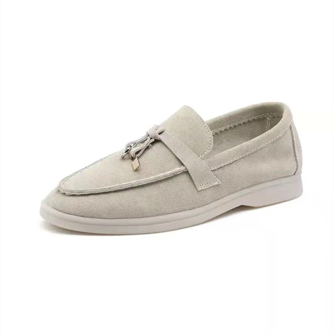 2024 Neue Damen-Flachschuhe, modische Slipper, Loafer, Damen, lässig, schmal, Fransen, Mokassin, Wanderschuhe für Damen 38 beige