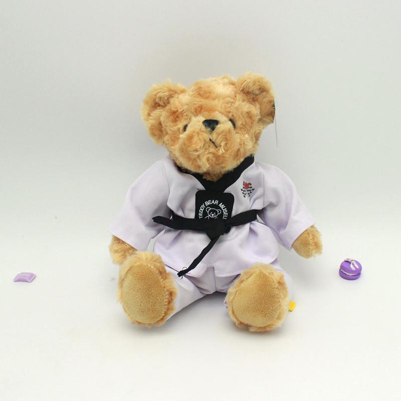 Kreatives Taekwondo Bär Plüschtier Teddybär Puppe Anziehpuppe Greifautomat Puppe Kindergeschenke 25cm schwarz