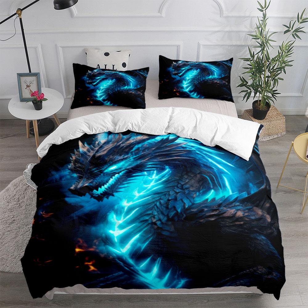 Bettbezug-Set mit Aufschrift „Dangerous Dragon“, EU-Einzelbett, Doppelbett, Kingsize-Bett, US-Zwillingsbett, Vollbett, Queensize-Bett 140x200cm