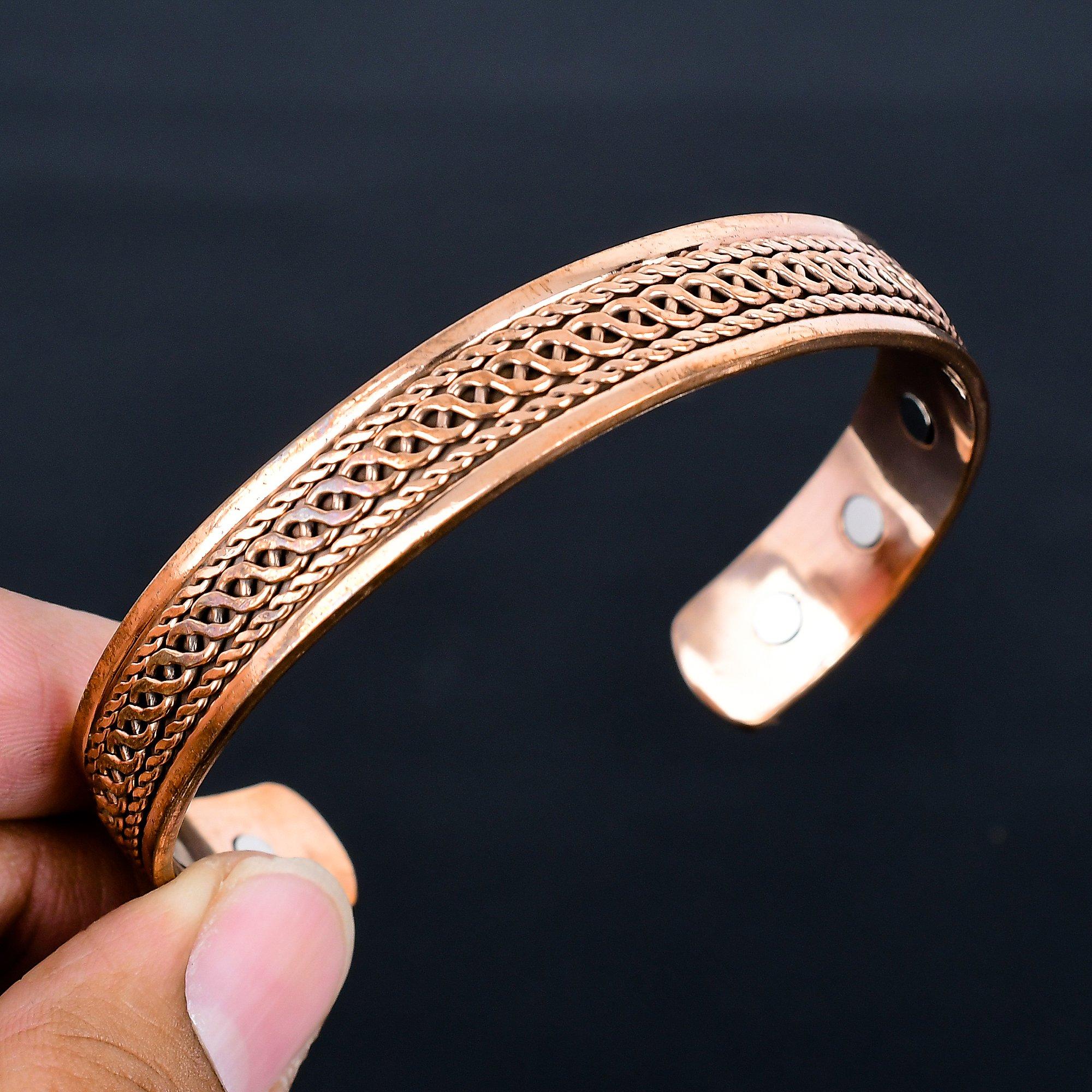 Armreif aus reinem Kupfer, Verstellbarer Kupferarmreif, Handgefertigter Kupferschmuck, Geschenk für Männer & Frauen Adjustable braun