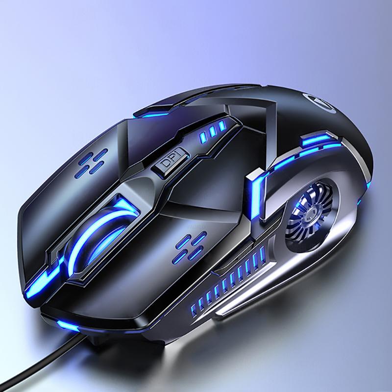 VAORLO Machinery Gaming-Mauskabel, Computer-Gaming-Desktop-Laptop, universelle 3200 DPI mit Atemlicht-Drahtmaus schwarz