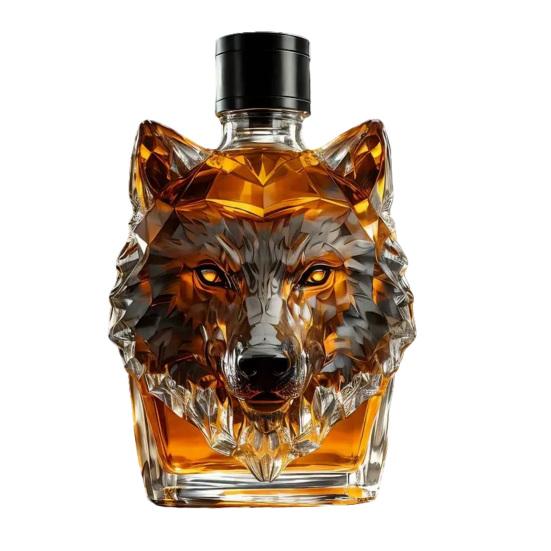 300 ml Whisky-Dekanter in Wolfskopfform, Weinflasche aus Borosilikatglas, auslaufsicherer Whisky-Dekanter Wolf