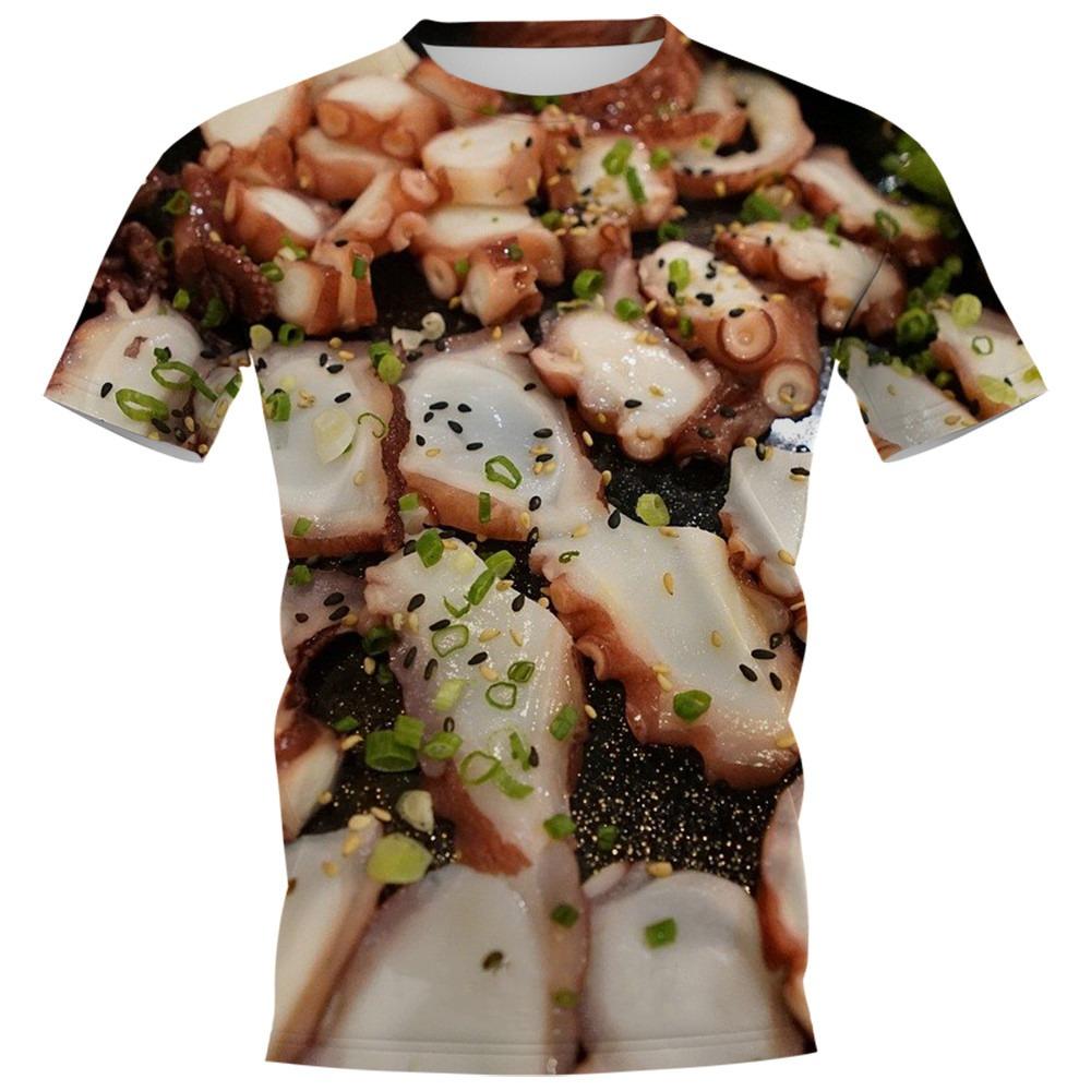 Lustige Wurst Essen 3D-Druck T-Shirts Männer Frauen Lässig O-Ausschnitt Kurzarm T-Shirt Übergroße Harajuku Y2k Oberteile Tees Kinderbekleidung 2XL beige