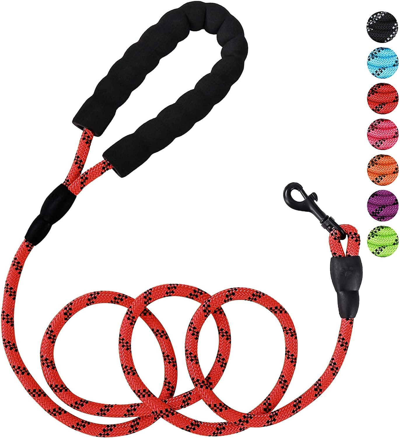 Robuste Hundeleine aus Nylon, Haustierleinen mit bequemem, gepolstertem Griff, reflektierend, für kleine, mittelgroße und große Hunde, Zugleine, Schleppleine, Labrador 0.8cm 150cm