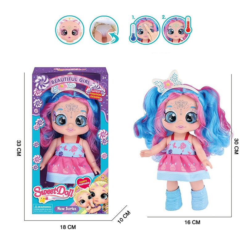 NEUE Kendi Sweetheart Puppe mit Musik-Themenlied, Empfindlicher Temperaturwechsel, 5D-Augenpuppe Perfektes Geschenk für Kindergeburtstag Festival blue