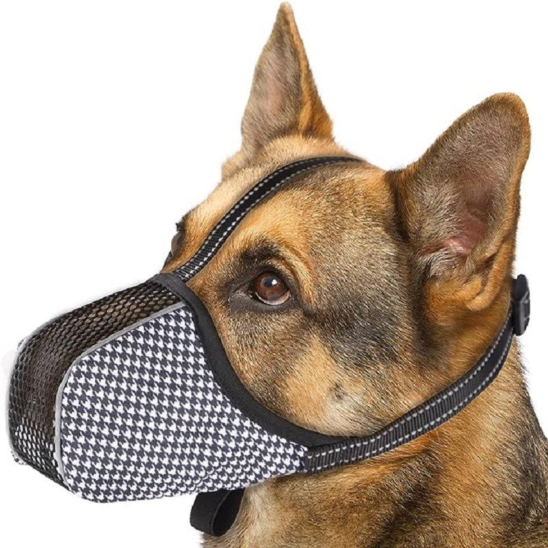 Weicher Hunde Maulkorb für Kleine Große Hunde Maske Anti Beißen Kauen Lecken Atmungsaktiv Kein Bellen Netz Bedruckte Vollabdeckung Maulkörbe M