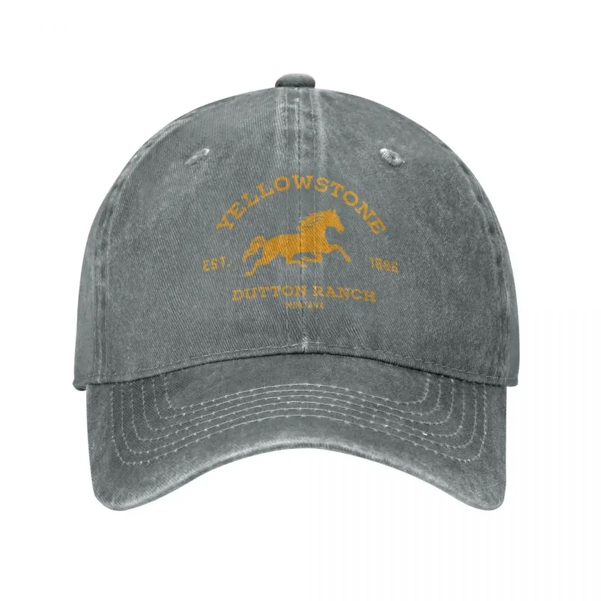 Yellowstones Dutton Ranch Herren Damen Baseballkappe Pferd Distressed Gewaschene Kappen Hut Vintage Outdoor-Aktivitäten Snapback-Hut Adjustable graue