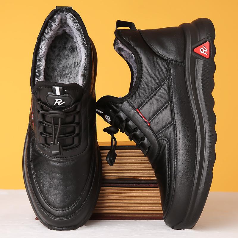 Winterschuhe aus reinem Baumwollfleece, verdickt, warm, rutschfest, wasserdicht, aus Leder und Baumwolle 38