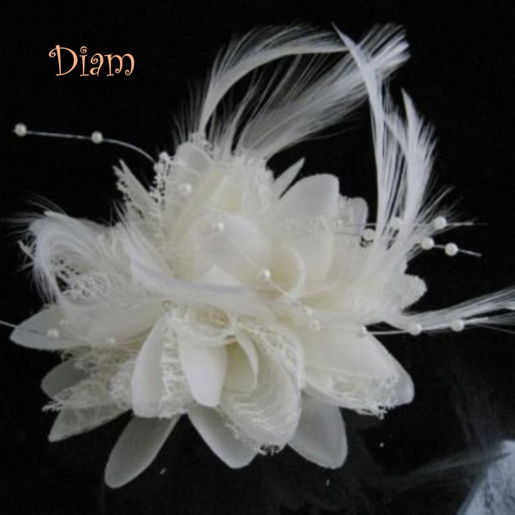 Tenfyer Damen Blumen-Feder-Corsage-Haarband, Haarspange, Kopfbedeckung, Party-Dekoration, Geschenk weiß