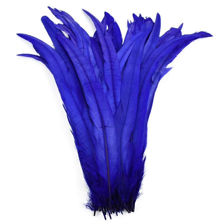 100 Stück 25-40 cm Hahnenfedern Hochzeit Basteln DIY Naturfeder Handarbeit Party Feder Karneval Kopfschmuck Dekoration 30-35cm saphirblau