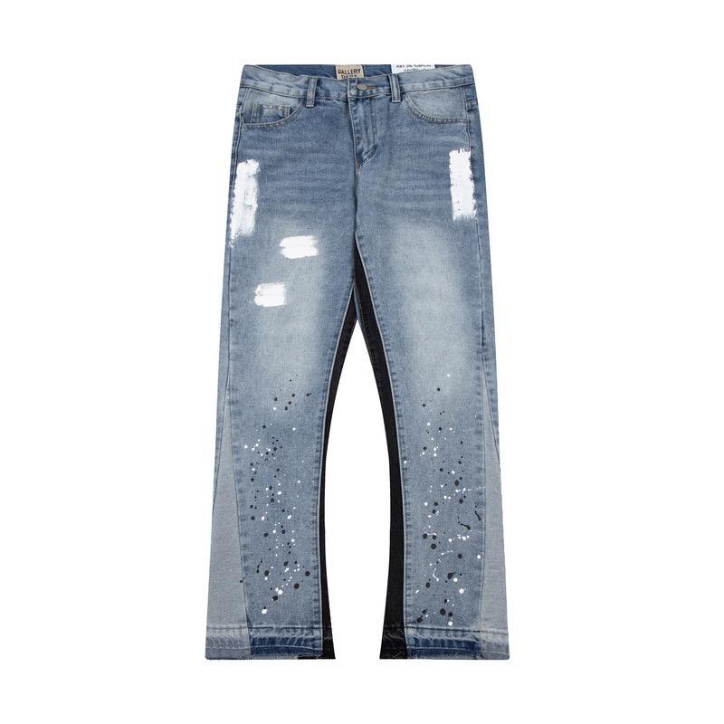RogueWave High Street Washed Jeans Retro Personalisierte Straight-Leg Splicing Schlaghose Trendige Denimhose M