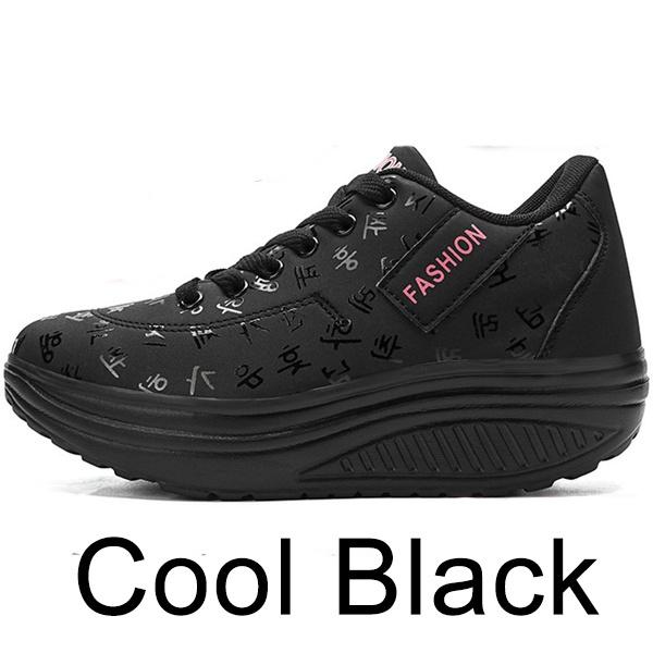 Frauen Mode Sport Atmungsaktive Shake Schuhe Frauen Fitness Schuhe Frauen Casual Plattform Turnschuhe 37 coole schwarze
