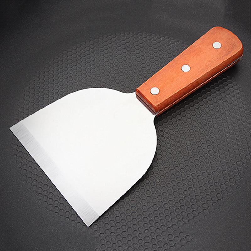 Edelstahl-Metallspatel Turner Flat Burger Pfannkuchen Pizza Grill Flipper BBQ Backwerkzeuge Teppanyaki Bratpfanne Kochutensil white
