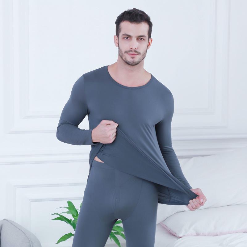 1 Set (Hemd + Hose) Sexy nahtlose Stretch-Thermo-Unterwäsche-Sets für Paare, Unisex, dünn, schlank, lange Unterhosen XL dunkelgrau