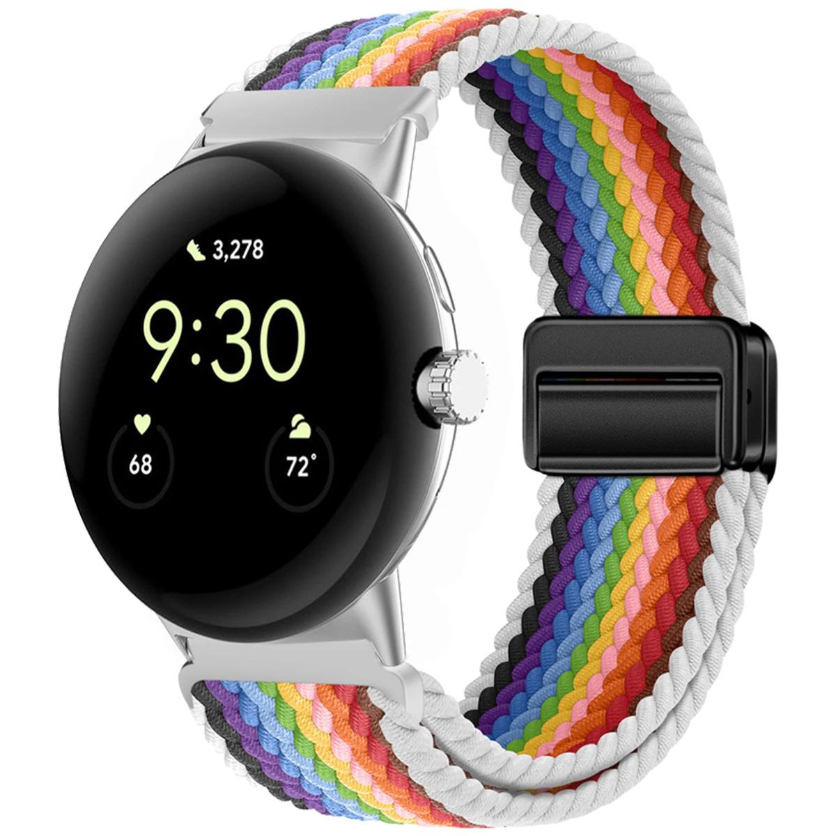 20mm Nylon geflochtenes Armband für Google Pixel Watch 3 45mm Band für Google Pixel Watch1/2/3 41mm Magnetisches Armband Uhr Armband Pixel Watch 1 41mm gray