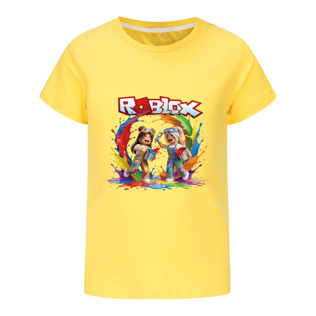5577 Kinder Freizeit Roblox Print Kurzarm T-Shirt Oberteil 170cm gelb