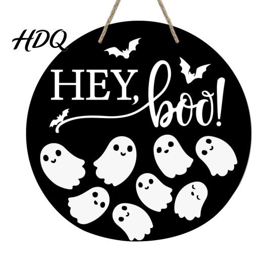 Rustikale Gartendeko Halloween Türschild für Veranda Niedlicher Geist Vogelscheuche Zwerg Hängende Dekorative Requisiten 20cm