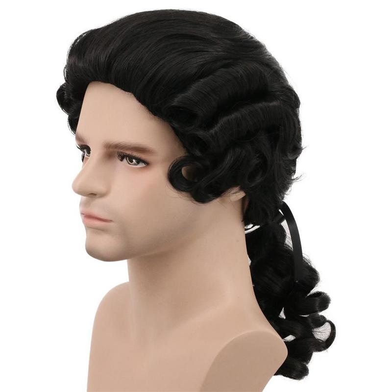 Synthetisches Haar Koloniale Cosplay Perücke für Anwalt Blonde Perücken Lang Lockig Wellig Perücken für Unisex Erwachsene Washington Kostüm