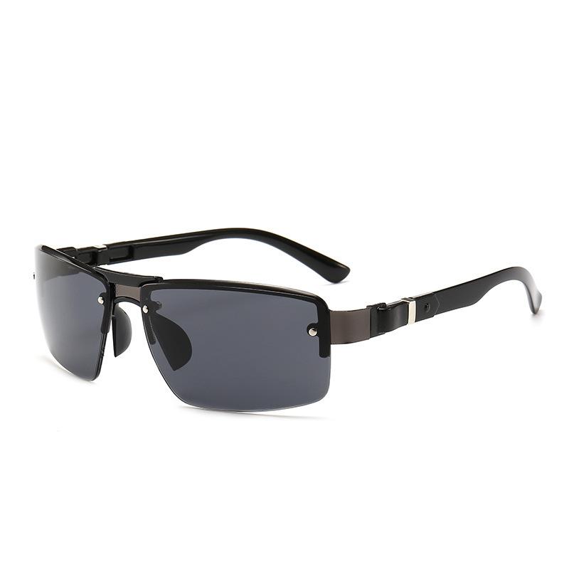 Klassische Halbrahmen-Sonnenbrille mit Farbverlauf für Männer und Frauen, modisch, Retro, rechteckig, Sonnenbrille zum Fahren, Outdoor-Brillen, UV400 grau